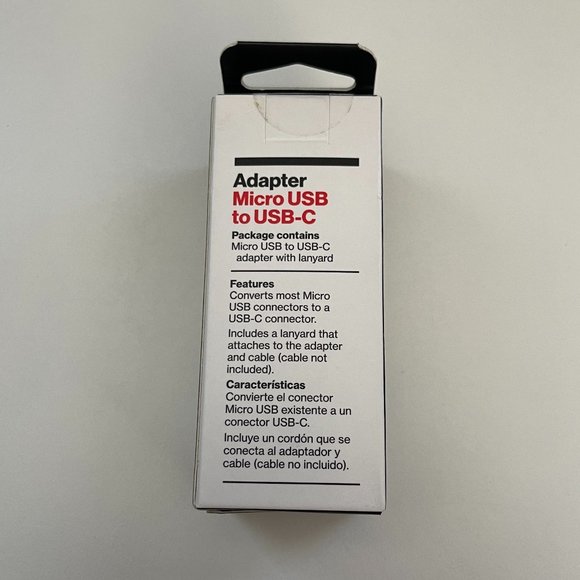 Micro USB to USB-C Adapter, w/ Lanyard, Verizon Brand - Picture 2 of 2